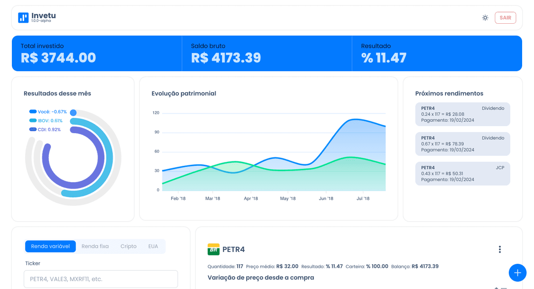 Representação da home page do app em um navegador desktop